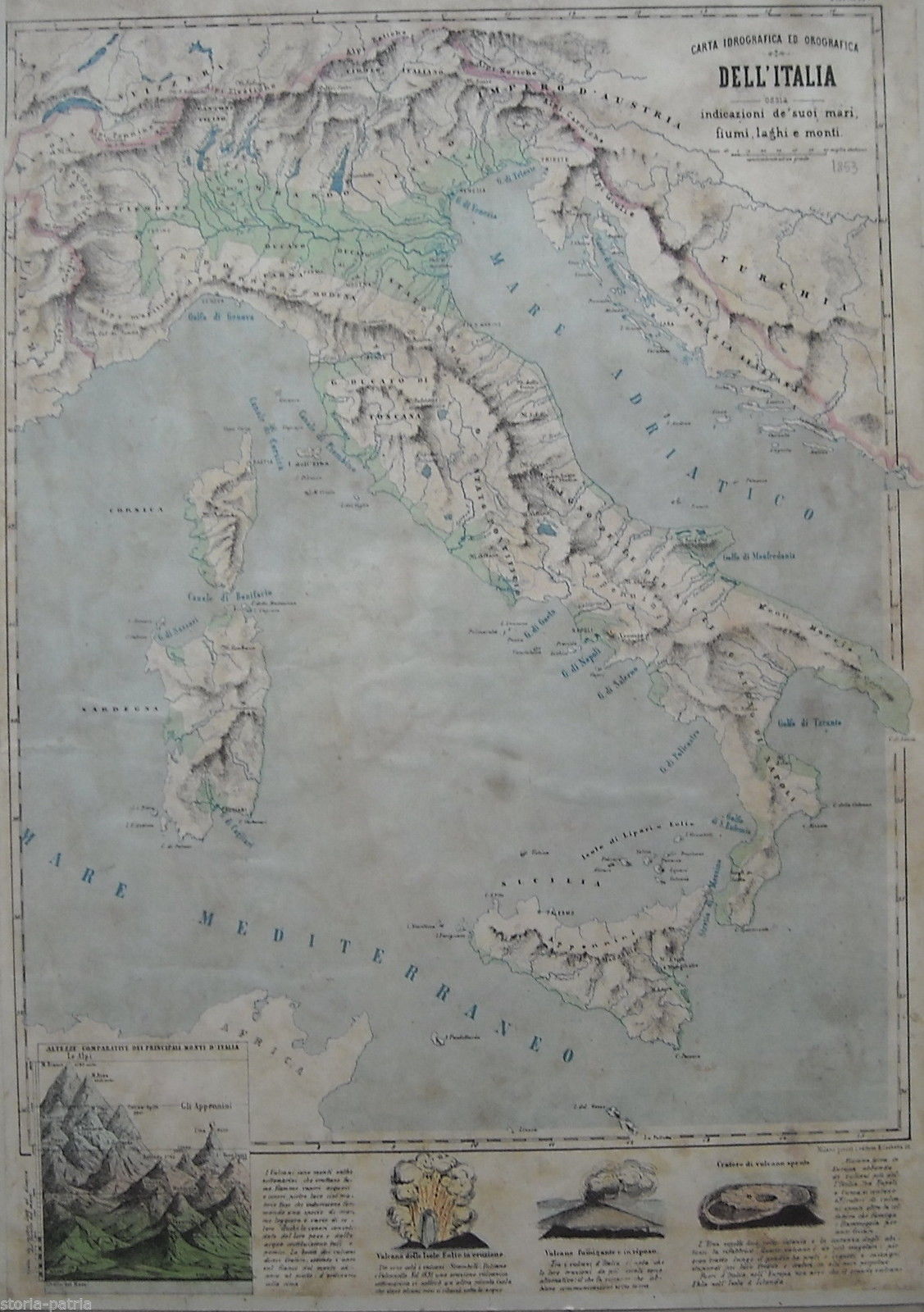 Antica Cartografia, Italia, Isole Sicilia E Sardegna, Corsica, Elba, Eolie, Malta, 800 immagine 1