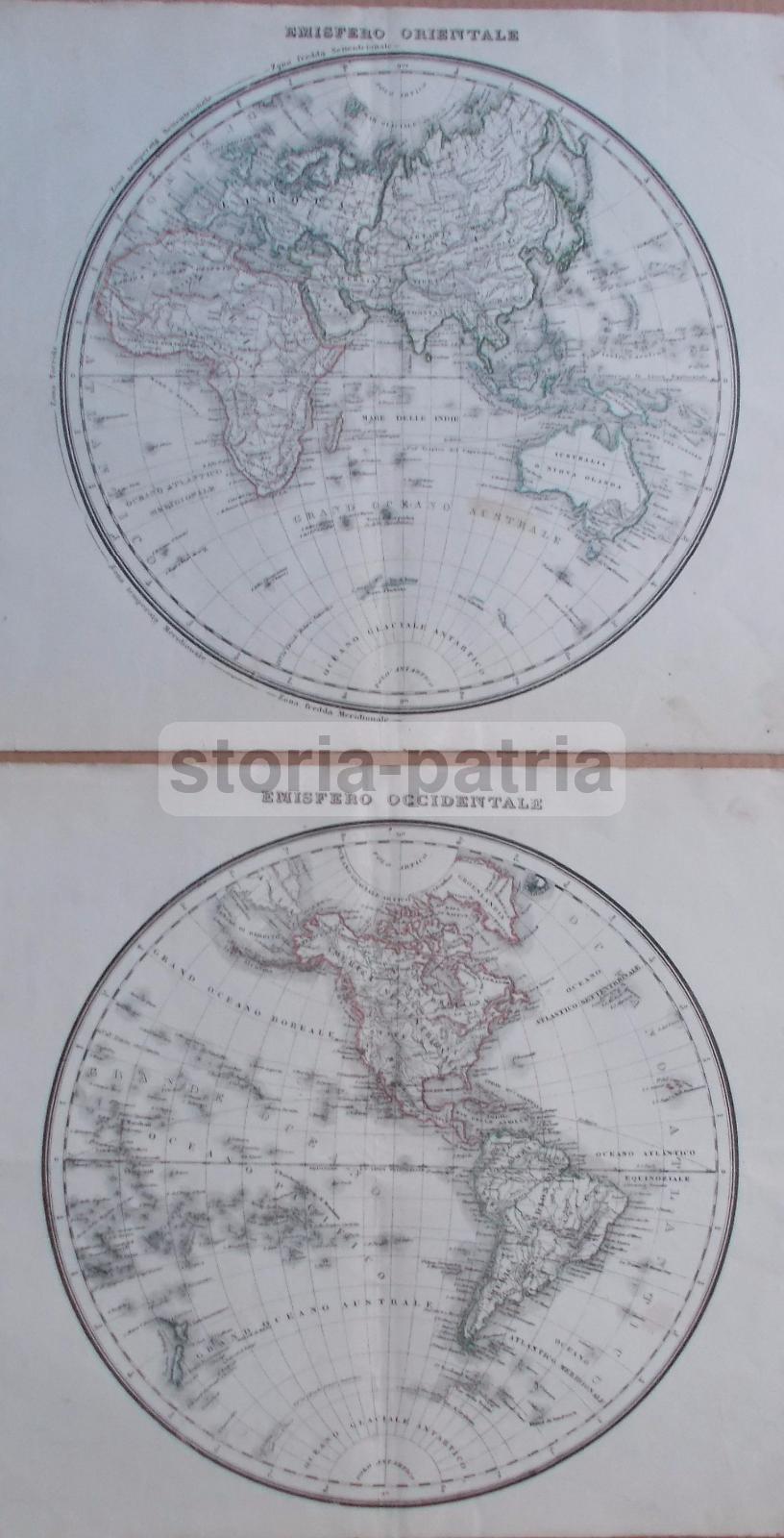 Antica Cartografia, Mappamondo, Europa, Asia, Americhe, Australia, Oceania, Africa, Polo immagine 1