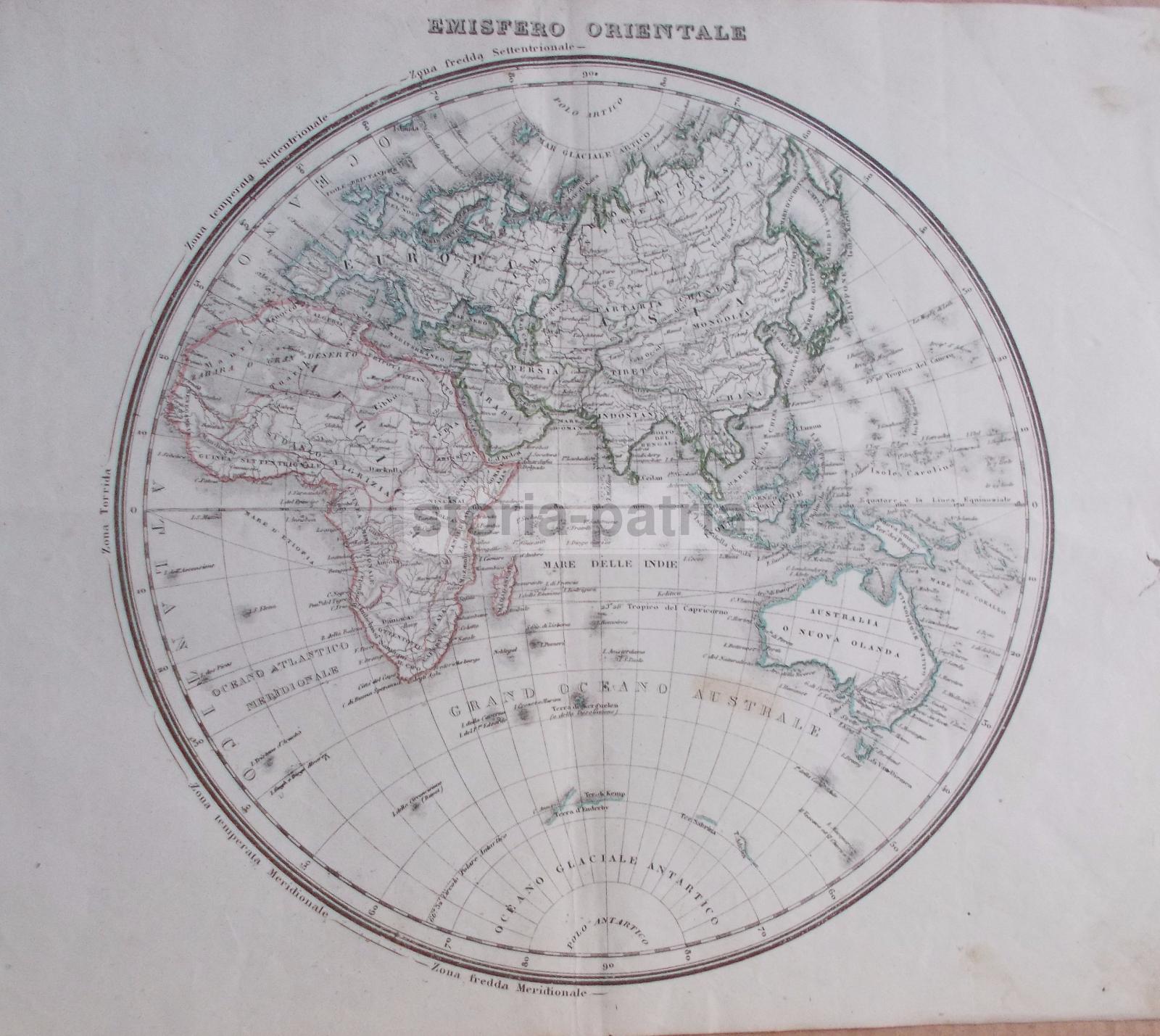 Antica Cartografia, Mappamondo, Europa, Asia, Americhe, Australia, Oceania, Africa, Polo immagine 4