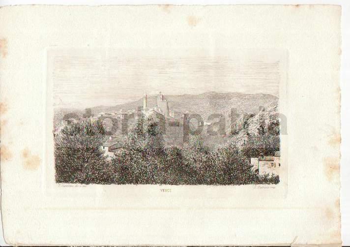 Arte Italiana Dell800, Toscana, Veduta Di Vinci, Telemaco Signorini, Incisione 800 immagine 1