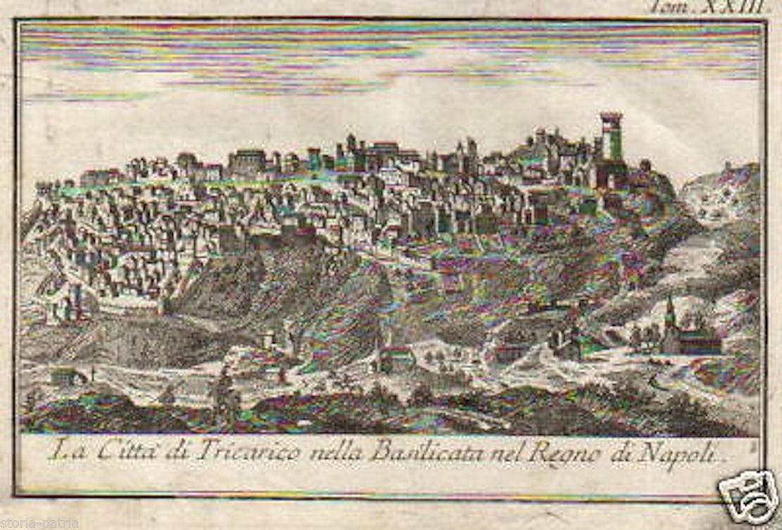Basilicata, Tricarico, Bellissima Antica Veduta Del 700 immagine 1