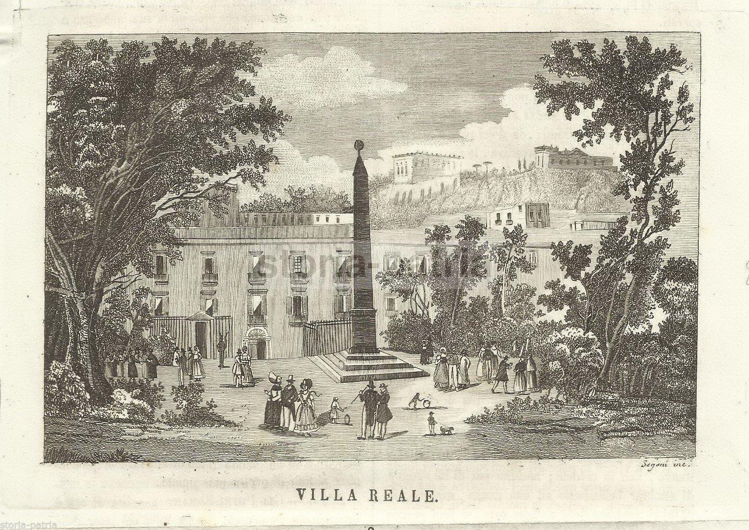 Campania, Antica Animata Veduta, Villa Reale, Piazza Con Obelisco, Giochi Di Bimbi immagine 1