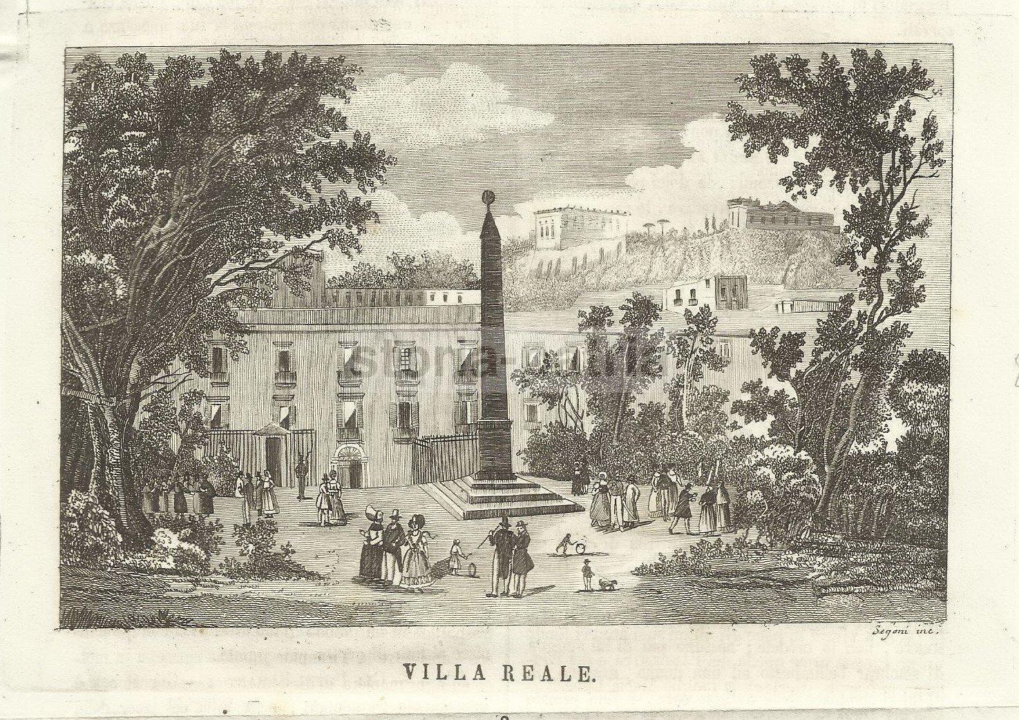 Campania, Antica Animata Veduta, Villa Reale, Piazza Con Obelisco, Giochi Di Bimbi immagine 1