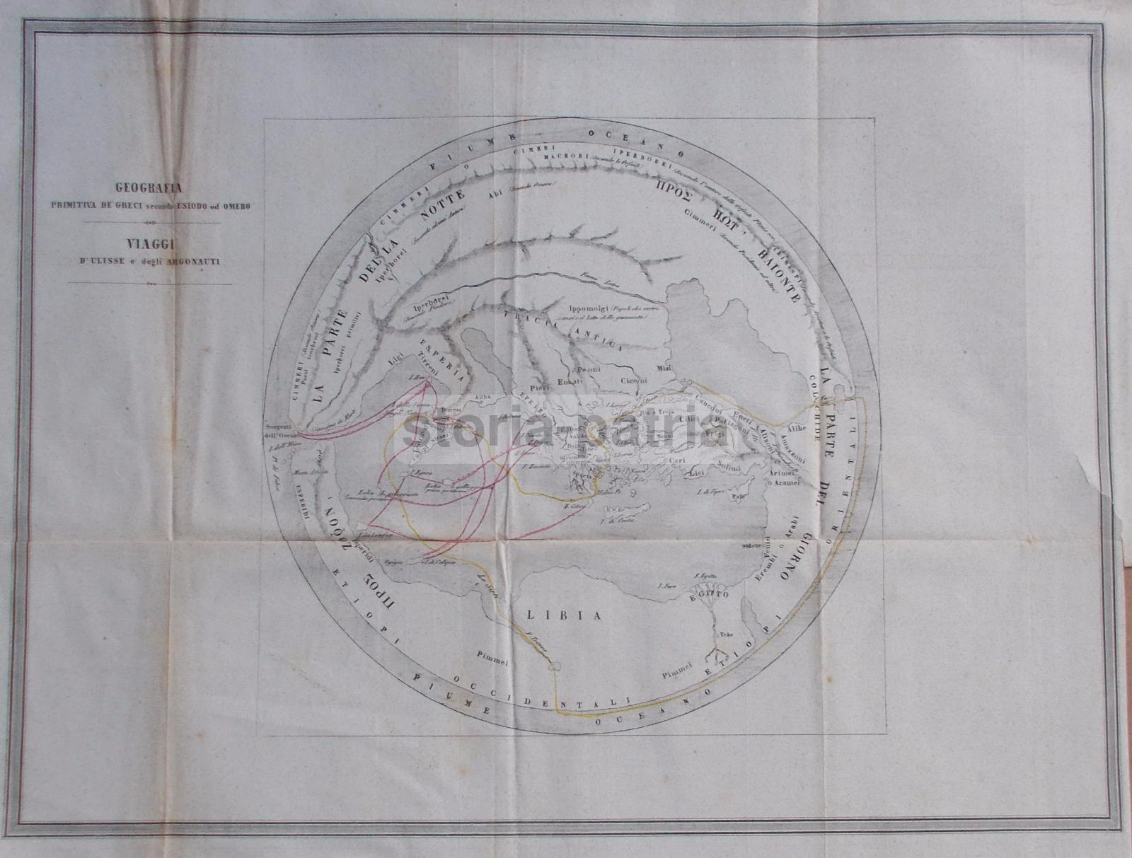 Cartografia Antica, Grecia, Omero, Esiodo, Viaggio Di Ulisse E Degli Argonauti, Mappa immagine 1