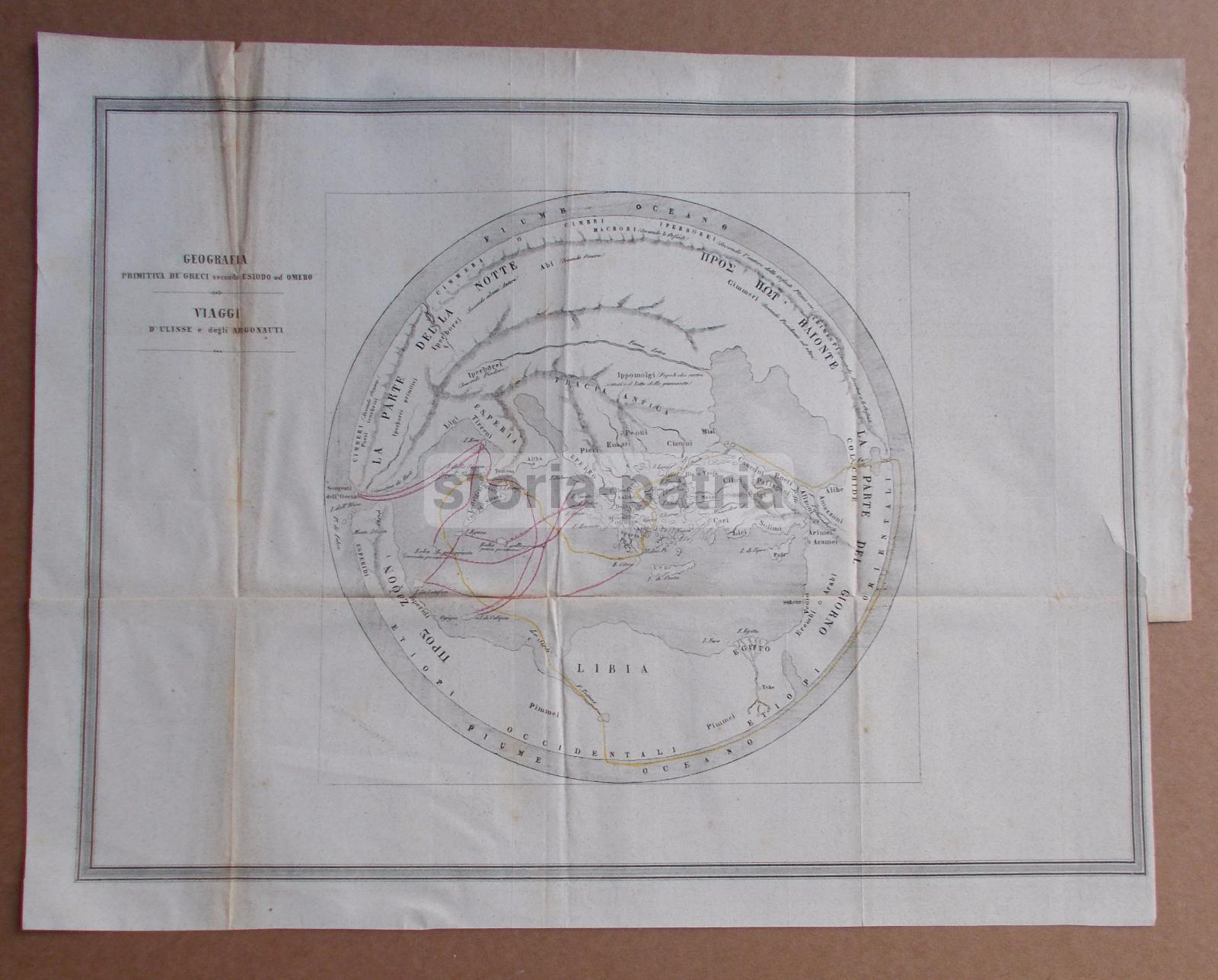 Cartografia Antica, Grecia, Omero, Esiodo, Viaggio Di Ulisse E Degli Argonauti, Mappa immagine 3