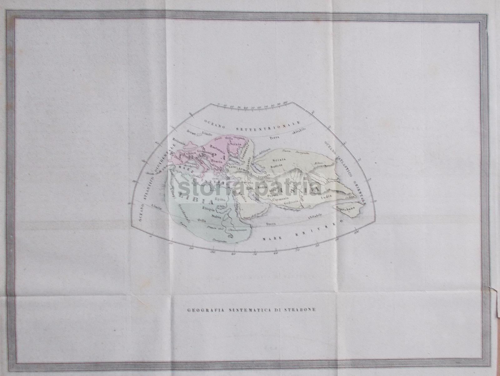 Cartografia Storica, Strabone, Libia, Italia, Spagna, Asia, Mare Eritreo, Arabia, India immagine 1