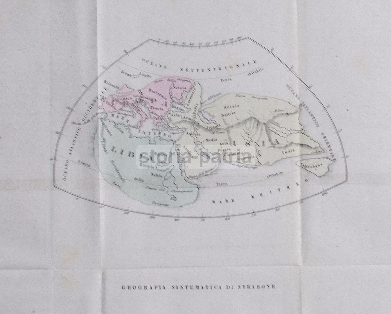 Cartografia Storica, Strabone, Libia, Italia, Spagna, Asia, Mare Eritreo, Arabia, India immagine 2