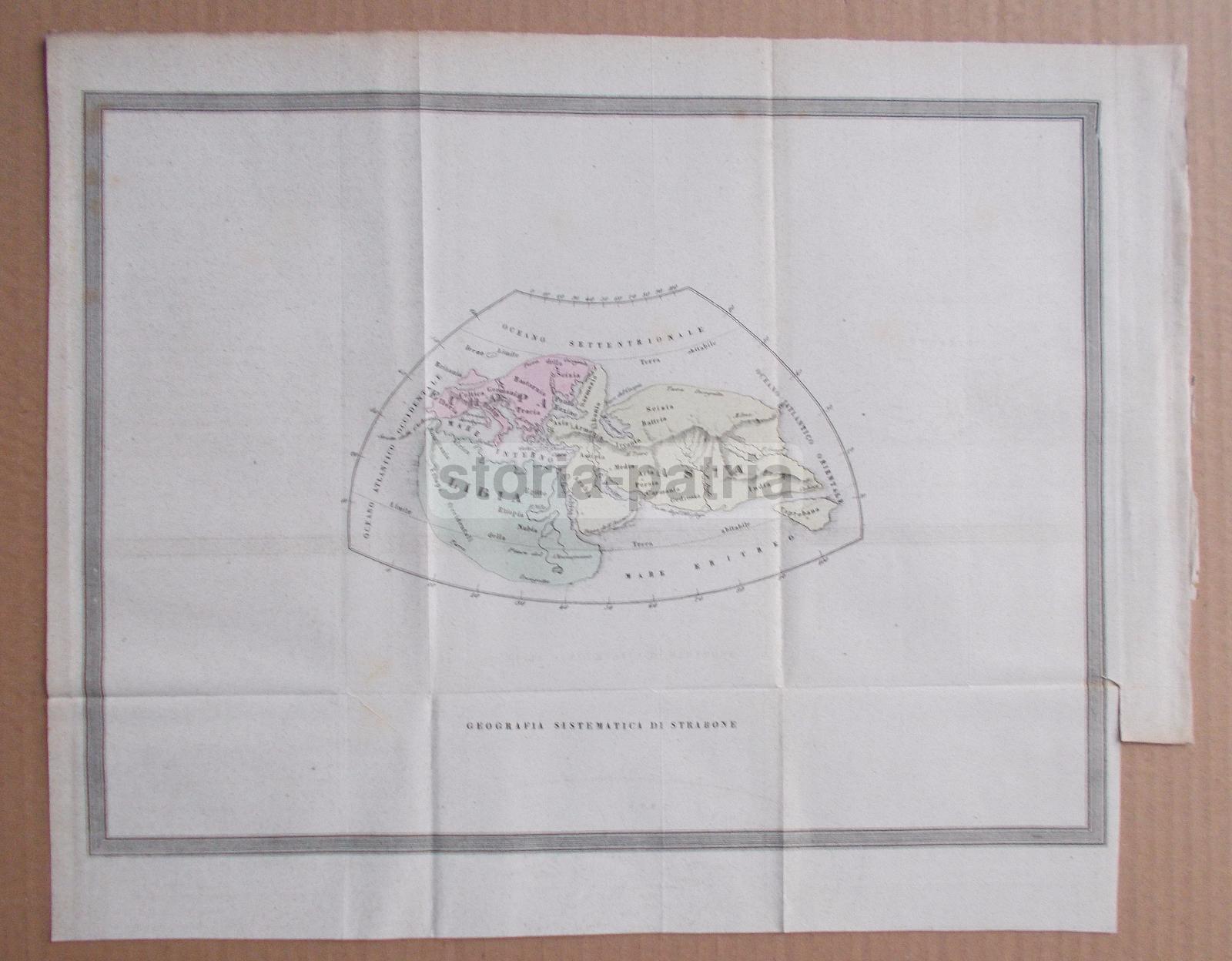 Cartografia Storica, Strabone, Libia, Italia, Spagna, Asia, Mare Eritreo, Arabia, India immagine 3