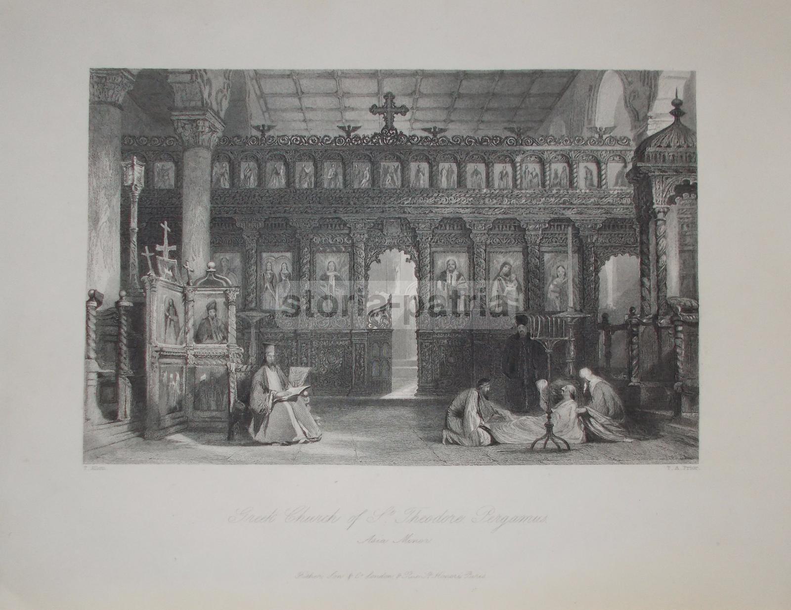 Grecia, Chiesa Di S Teodoro, Artistica Antica Incisione, Artisti Prior E Allom, 800 immagine 1