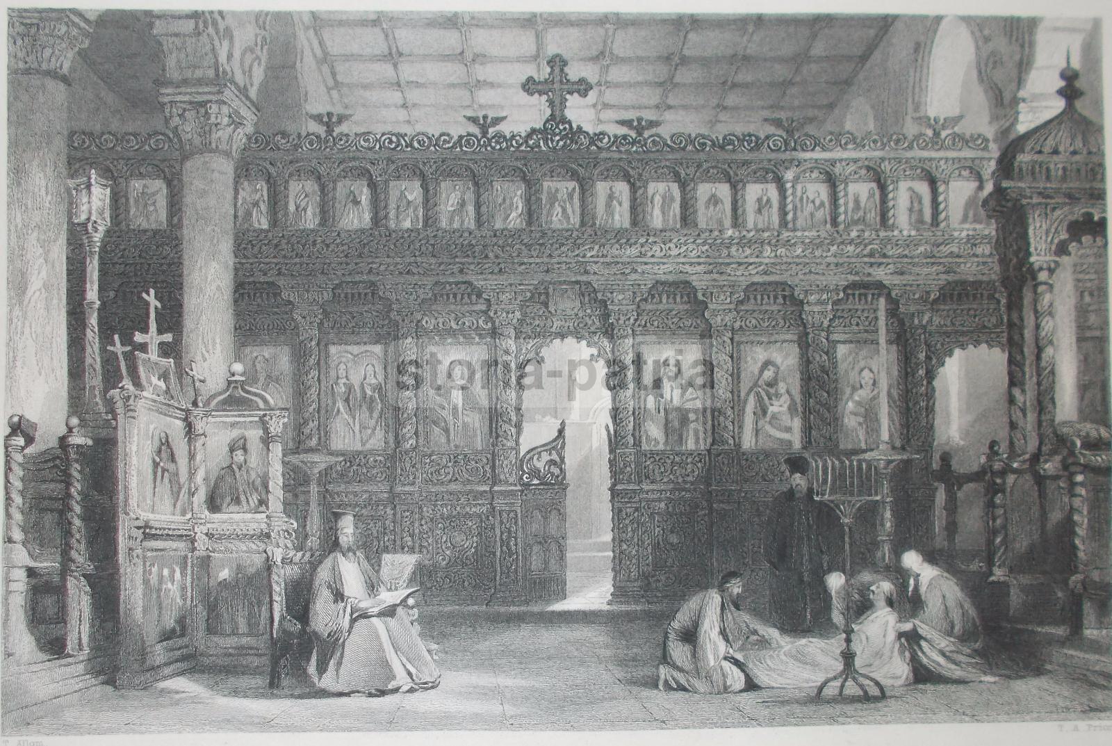 Grecia, Chiesa Di S Teodoro, Artistica Antica Incisione, Artisti Prior E Allom, 800 immagine 1