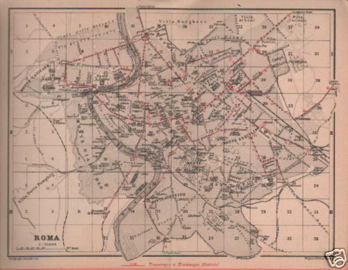 Lazio, Roma, Antica Mappa Con Rete Tramviaria, Da Collezione, d'Epoca, 1904 immagine 1