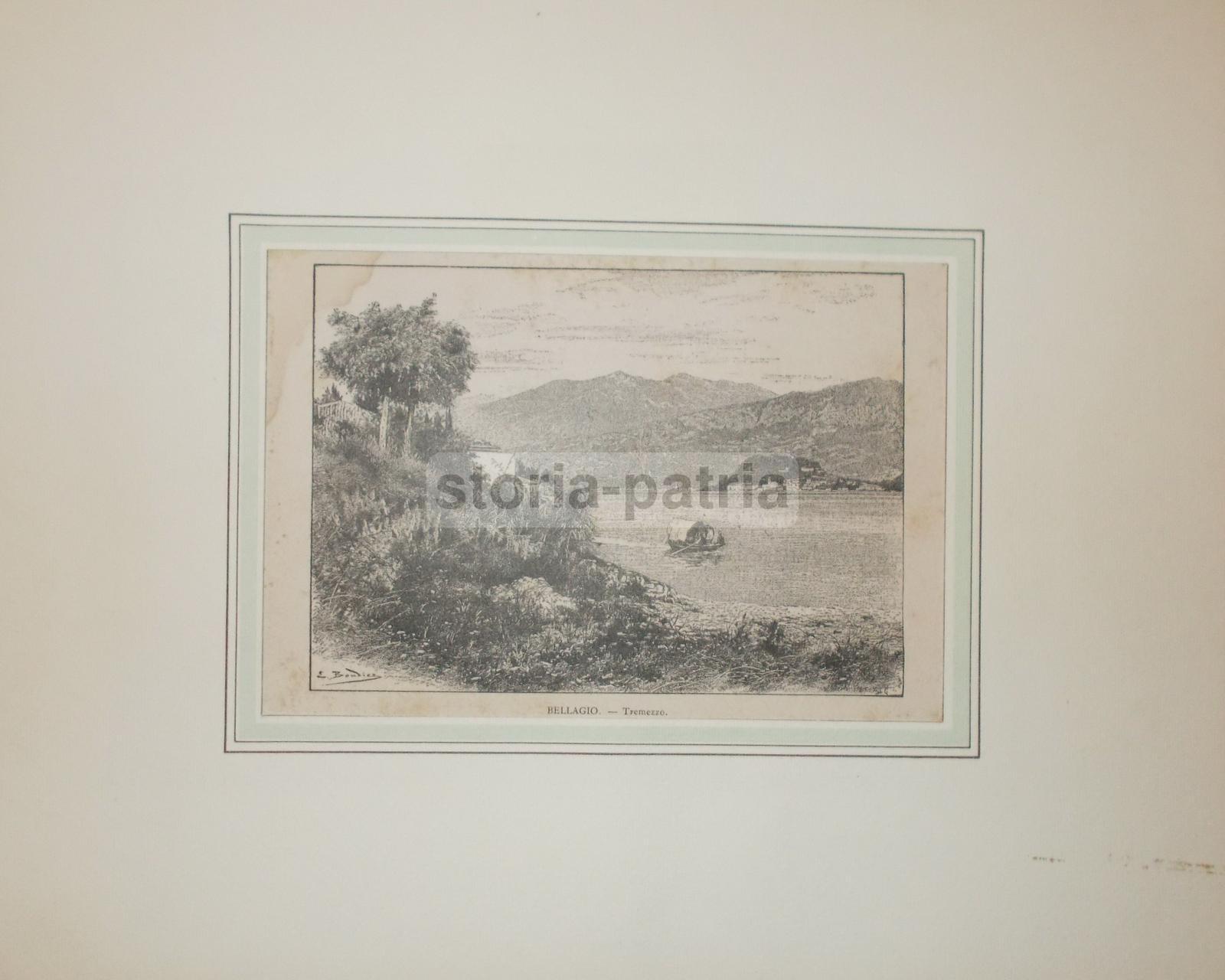 Lombardia, Laghi, Como, Bellagio, Bella Antica Veduta, Stampa Fine 800, Decorativa immagine 1