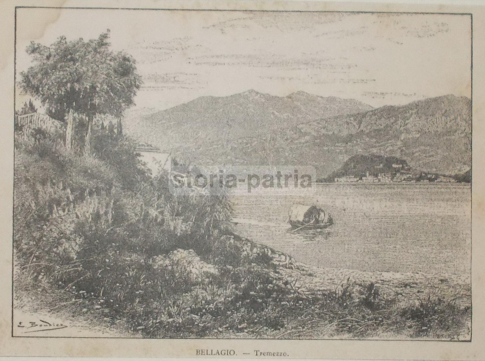 Lombardia, Laghi, Como, Bellagio, Bella Antica Veduta, Stampa Fine 800, Decorativa immagine 2