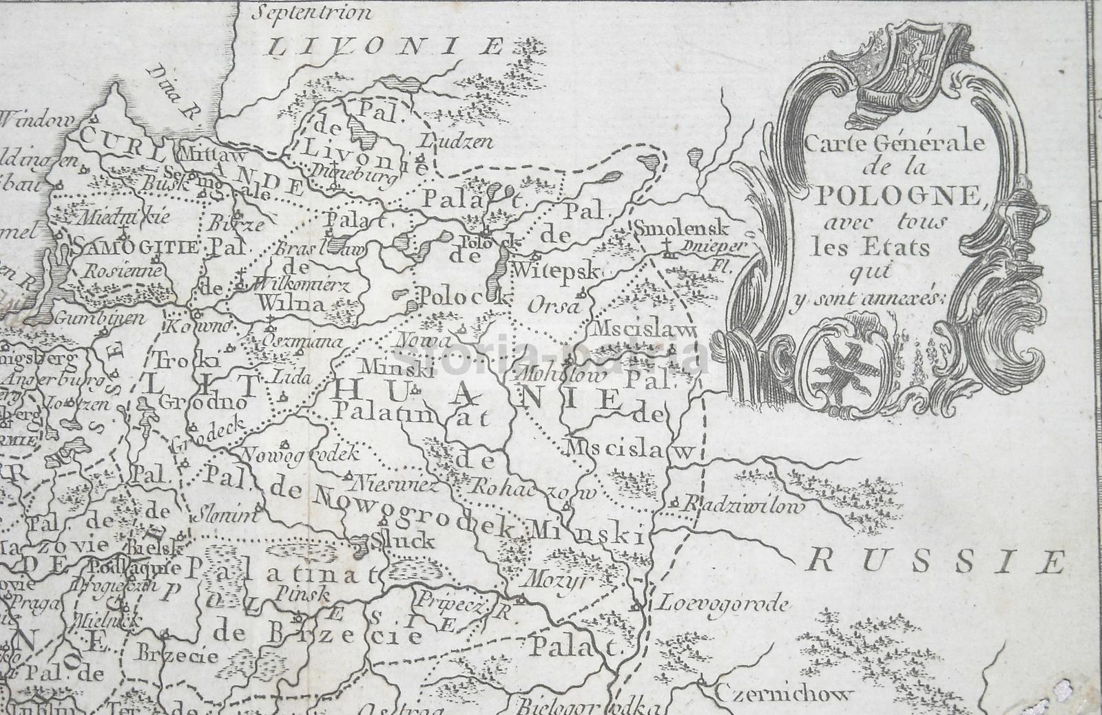 Polonia, Ungheria, Russia, Baltico, Lituania, Smolensk, Kiowie, Livonia, Antica Mappa immagine 4
