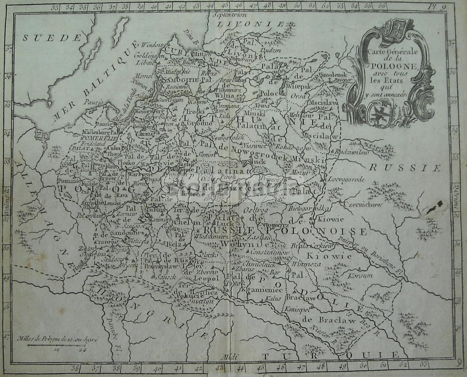 Polonia, Ungheria, Russia, Baltico, Lituania, Smolensk, Kiowie, Livonia, Antica Mappa immagine 6