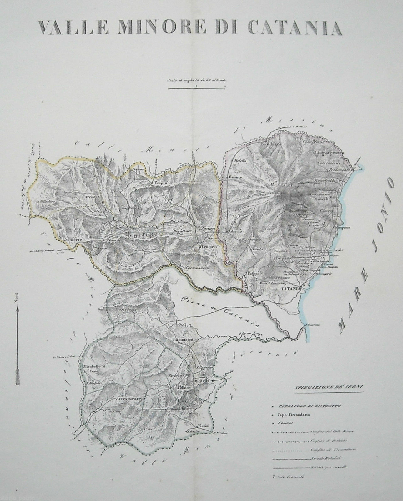 Sicilia, Catania, Etna, Caltagirone, Nicosia, Bella Antica Cartografia, Marzolla, 1830 immagine 1